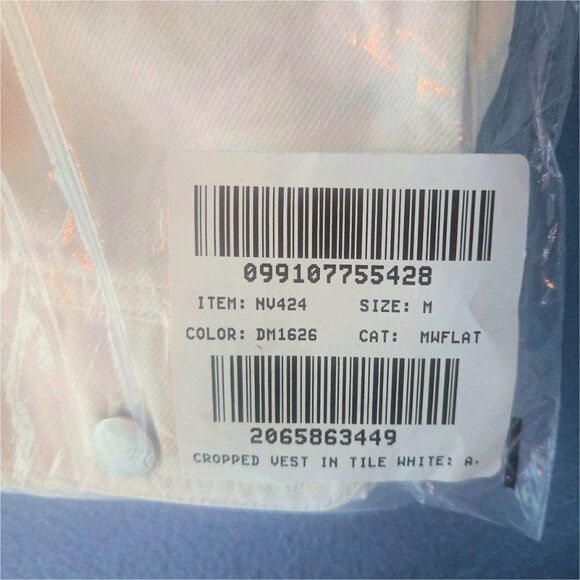 Madewell White Cropped Denim Vest – Airy Edition, Size M, NWT - Picture 5 of 6